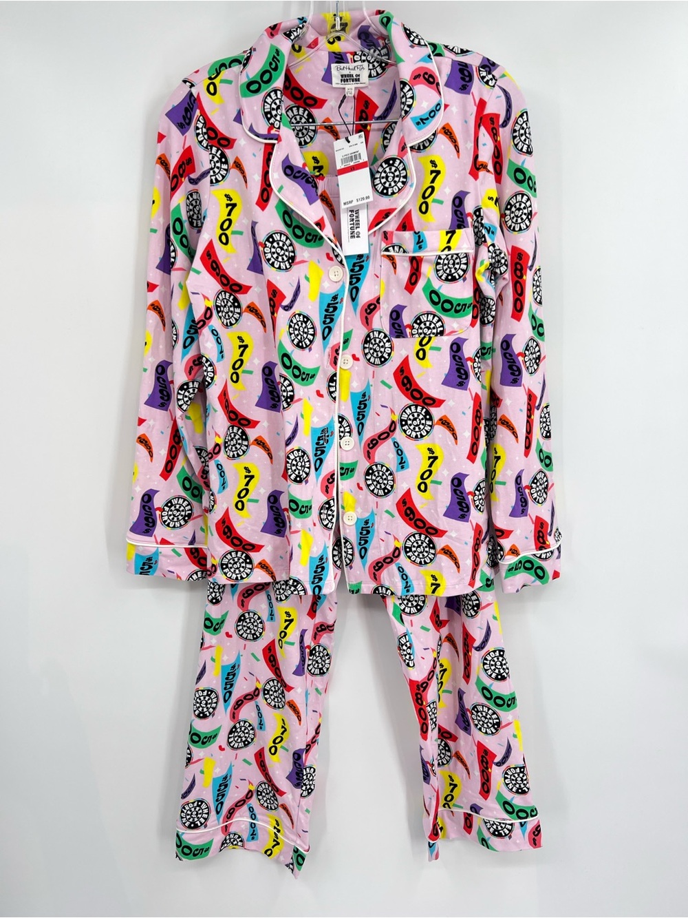 NWT BedHead PJs x Wheel of Fortune Pajama Set XS Long Sleeve pink Organic Cotton